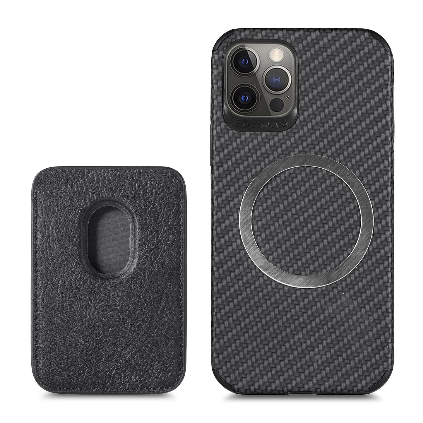 Magnetic Card Holder XR Carbon Fiber Pattern Phone Case