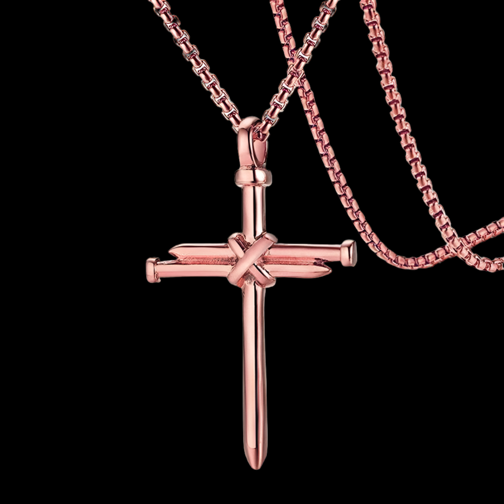 Mens Iron Nail Cross Pendant Necklace